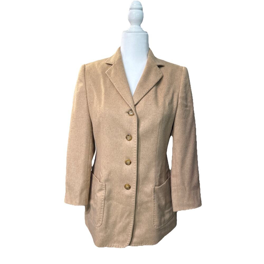 VTG Talbots Camel Hair Blazer Womens 2 Beige 3/4 Sleeve Classic Academia Money